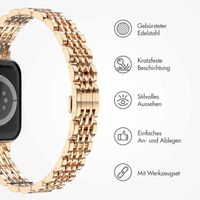 Selencia Jubilee inspiriertes schmales Edelstahlarmband für Apple Watch Series 1 t/m 9 / SE (38/40/41 mm) | Series 10 / 11 (42 mm) - Rosé gold