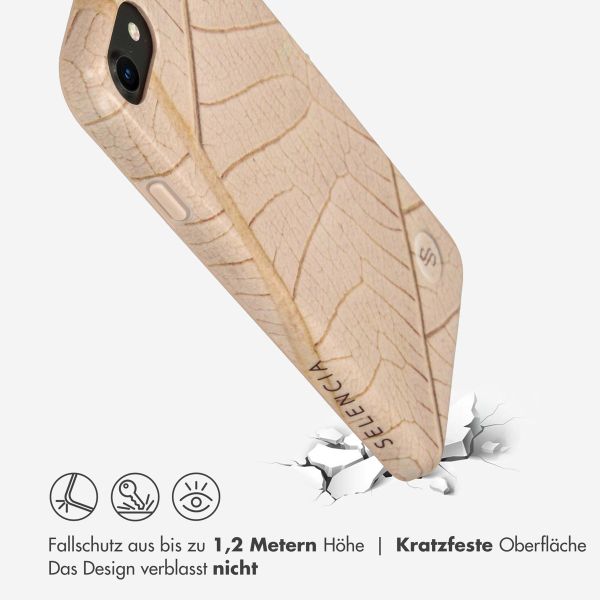 Selencia Aurora Fashion Back Case für das iPhone SE (2022 / 2020) / 8 / 7 - ﻿Strapazierfähige Hülle - 100 % recycelt - Earth Leaf Beige