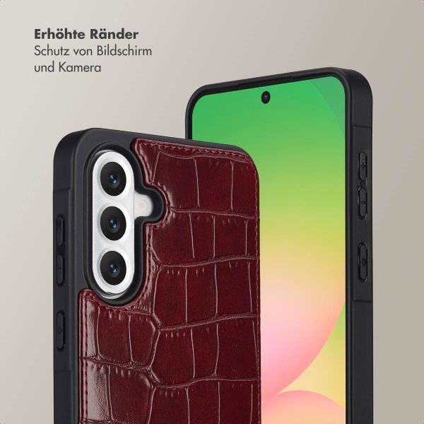 Selencia Nova Croco HandyHülle mit Kordel und Kartenhalter Samsung Galaxy A56 - Burgundy