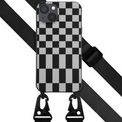 Selencia Silikonhülle design mit abnehmbarem Band für das iPhone 13 - Irregular Check Black