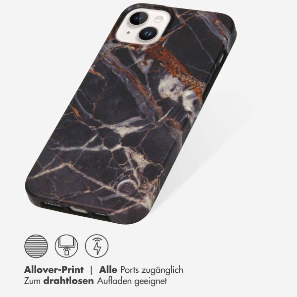 Selencia Aurora Fashion Back Case für das iPhone 14 Plus - ﻿Strapazierfähige Hülle - 100 % recycelt - Schwarzer Marmor