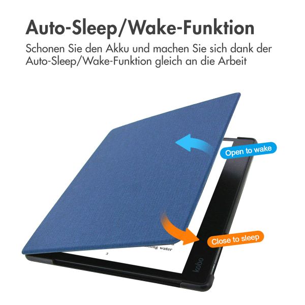 imoshion Canvas Sleepcover Klapphülle Kobo Elipsa 2E - Dunkelblau