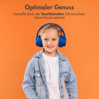 imoshion Kids LED Light Bluetooth-Kopfhörer - Kinderkopfhörer - Kabelloser Köpfhorer mit Dezibelbegrenzer + AUX-Kabel - Cobalt Blue