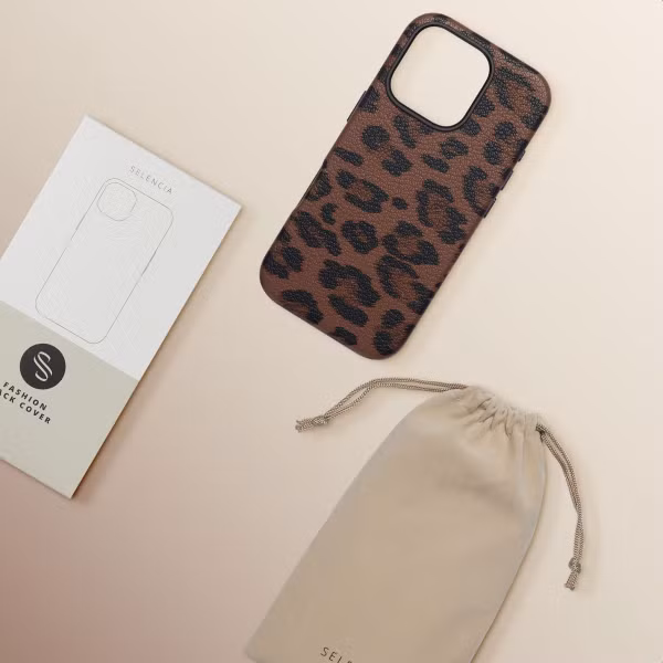 Selencia Sabi Backcover Leopardenmuster mit MagSafe Apple iPhone 16 Pro - Mocha Brown