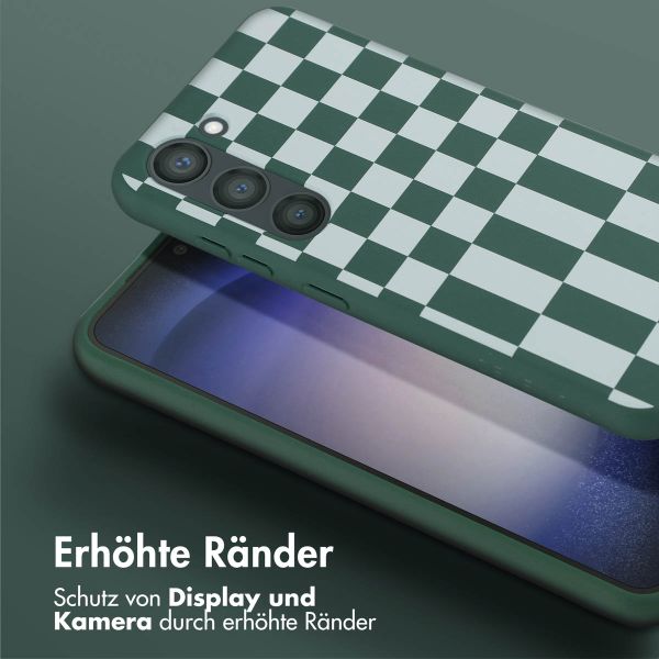 Selencia SilikonHülle design mit abnehmbarem Band Samsung Galaxy S23 - Irregular Check Green
