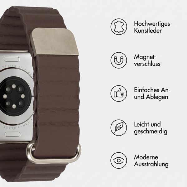 imoshion Magnetisches Kunstlederarmband für Apple Watch | 38/40/41/42 mm - Dunkelbraun