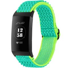 imoshion Elastisches Nylonarmband für das  Fitbit Charge 3 / 4 - Green & Yellow