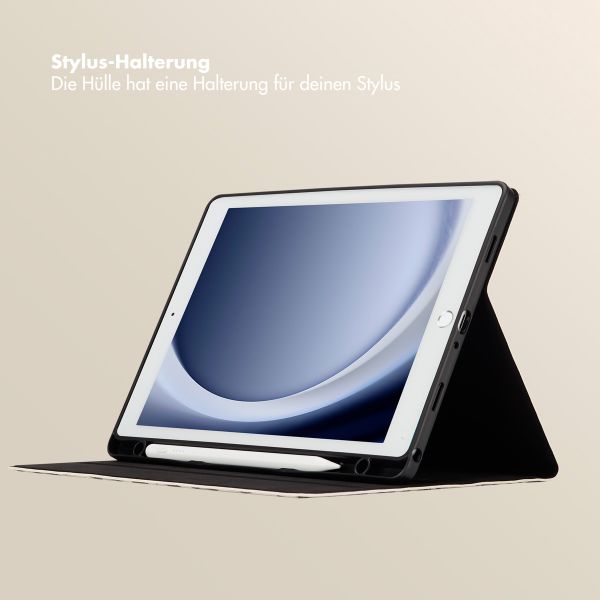 Selencia Sabi Klapphülle mit Leopardenmuster Samsung Galaxy Tab A9 Plus - Soft Ivory