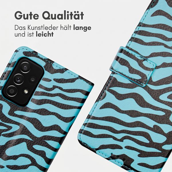 imoshion Design Klapphülle Samsung Galaxy A52(s) (5G/4G) - Black Blue Stripes