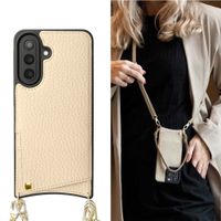Selencia Nova HandyHülle mit Kordel und Kartenhalter Samsung Galaxy A57 (5G) - Beige