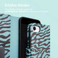 imoshion ﻿Design Klapphülle für das Apple iPhone SE (2022 / 2020) / 8 / 7 / 6(s) - Black Blue Stripes