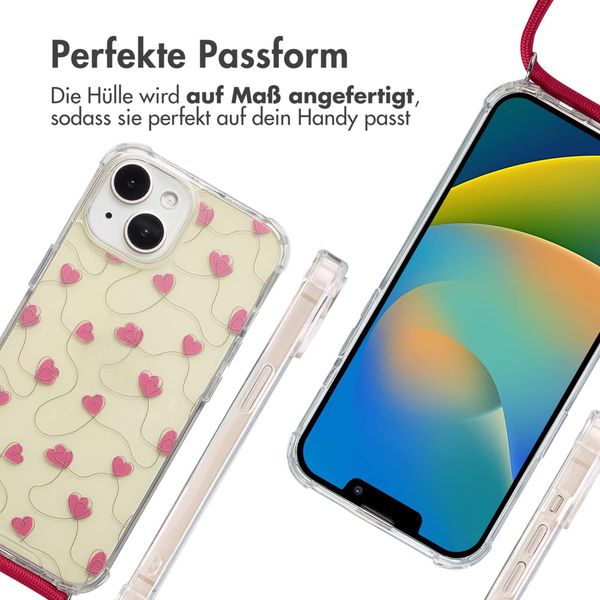 imoshion Design Hülle mit Band Apple iPhone 15 - Dusty Rose Connected Hearts