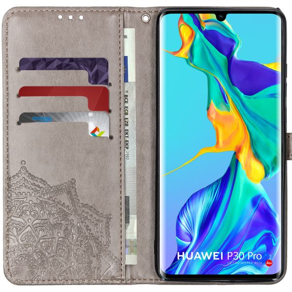 Mandala Klapphülle Grau für das Huawei P30 Pro