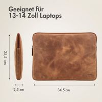 Accezz Leather Laptop Hülle mit Reißverschluss 13-14 Zoll - Laptop Sleeve - Cognac