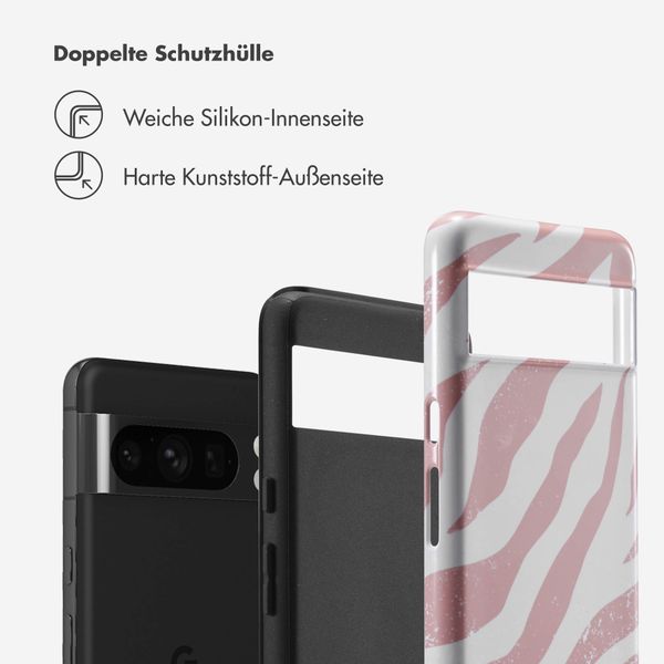 Selencia Vivid Tough Back Cover für das Google Pixel 8 Pro - Colorful Zebra Old Pink