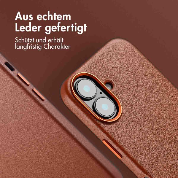 Accezz MagSafe Leather Backcover für das iPhone 16 - Sienna Brown