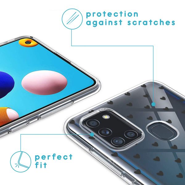 imoshion Design Hülle Samsung Galaxy A21s - Herzen - Schwarz