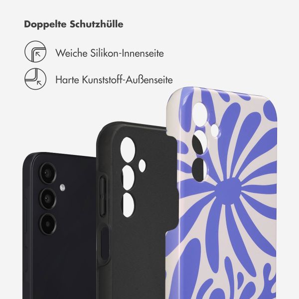 Selencia Vivid Tough Back Cover für das Samsung Galaxy A15 (5G/4G) - Modern Bloom Sapphire Blue