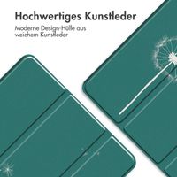 imoshion Design Trifold Klapphülle für das Samsung Galaxy Tab A9 Plus - Petrol Green Dandelion