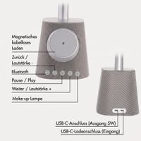 imoshion Make-up-Spiegel mit Bluetooth-Lautsprecher und kabellosem Ladegerät - Silber