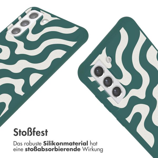 imoshion Silikonhülle design mit Band für das Samsung Galaxy S21 FE - Petrol Green Groovy