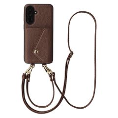 Selencia Sera HandyHülle mit Kordel und Umschlag-Kartenhalter Samsung Galaxy A37 (5G) - Chocolate Brown