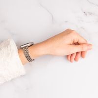 Selencia Jubilee inspiriertes schmales Edelstahlarmband für Apple Watch Series 1 t/m 9 / SE (38/40/41 mm) | Series 10 / 11 (42 mm) - Zilver & Rosé Goud / Silver & Rose Gold