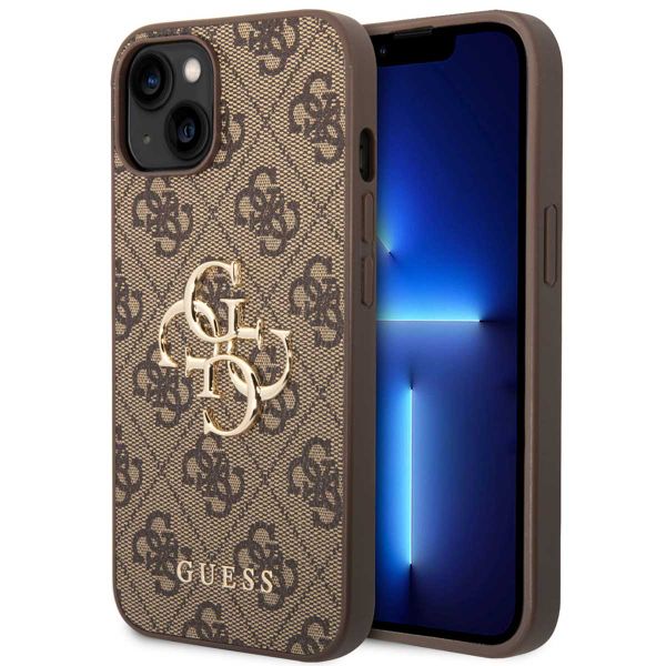 Guess 4G Metal Logo Back Cover für das iPhone 14 - Braun