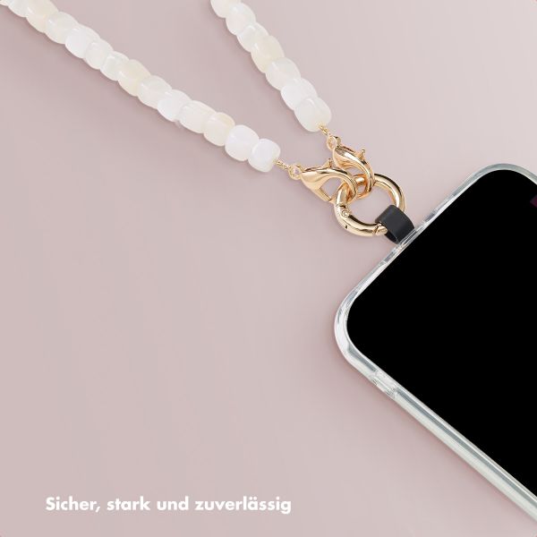 Selencia Handgelenkband mit Natursteinen - Pearl White