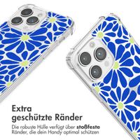 imoshion Design Hülle mit Band für das iPhone 14 Pro - Cobalt Blue Flowers Connect