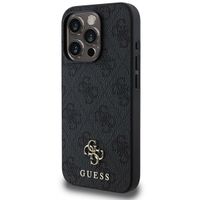 Guess 4G Metal Logo Back Cover MagSafe für das iPhone 15 Pro - Schwarz