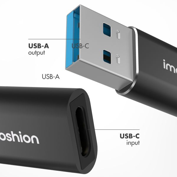 imoshion 2x USB-A 3.1 (Stecker)-auf-USB-C (Buchse)-Adapter – OTG – Schwarz