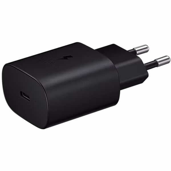 Samsung Originales USB-C auf USB-C Kabel - 1,8 Meter - 25 Watt + Original Fast Charging Adapter USB-C Ladegerät - 25 Watt - Schwarz