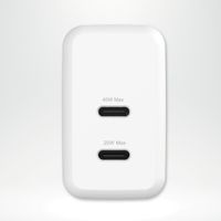 imoshion Wandladegerät - Netzteil - 2x USB-C 40 W + geflochtenes USB-C-zu-USB-C-Kabel 60 W - 1 Meter - Weiß