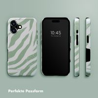 Selencia Vivid Tough Back Cover MagSafe für das iPhone 16 - Colorful Zebra Sage Green