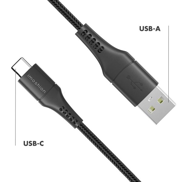 imoshion 2 Pack USB-C- auf USB-Kabel - Geflochtenes Gewebe - 1.5 m - Schwarz