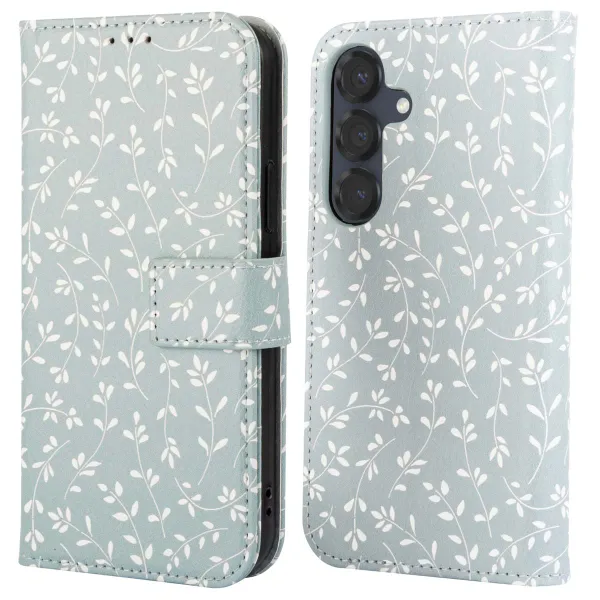 imoshion Design Klapphülle Samsung Galaxy S25 - Smoke Green Flowers