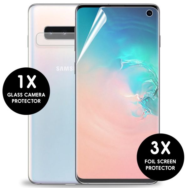 imoshion Displayschutzfolie 3er-Pack + Kameraschutz Glas Galaxy S10