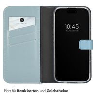 Selencia Echtleder Klapphülle für das Apple iPhone 16 Pro - Air Blue