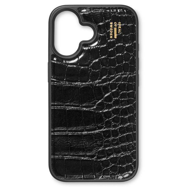 iDeal of Sweden Vegan Leather Back Cover für das iPhone 16 - Black Croco