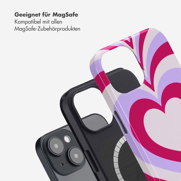 Selencia Vivid Tough Back Cover MagSafe für das iPhone 14 - Double Hearts Rubine Red Lilac