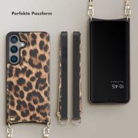 Selencia Nova Back Cover mit Kordel und Kartenhalter für das Samsung Galaxy S24  - Leopard