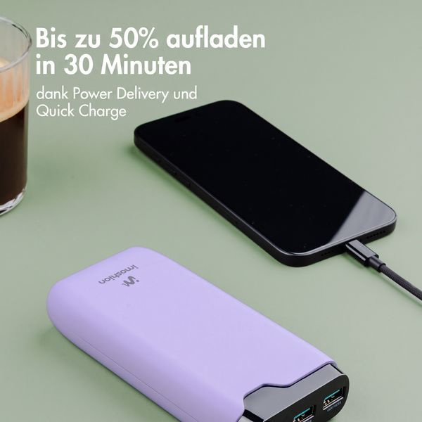 imoshion Powerbank 20.000 mAh - 22,5W Schnellladegerät - USB-C / USB-A - Lila