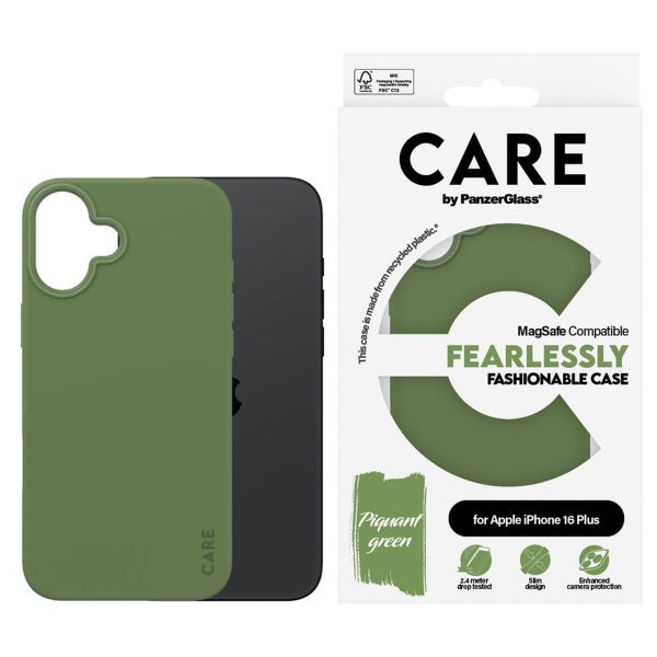 CARE by PanzerGlass Fashion Back Cover MagSafe für das iPhone 16 Plus - Grün