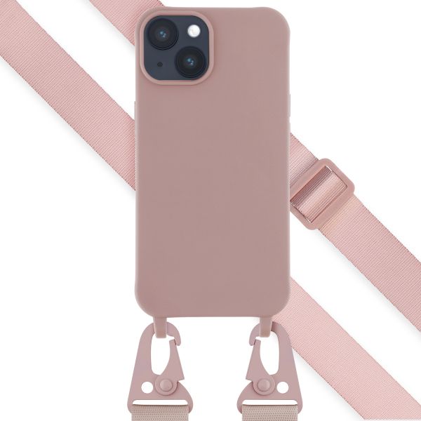 Selencia Silikonhülle mit abnehmbarem Band für das iPhone 14 - Sand Pink