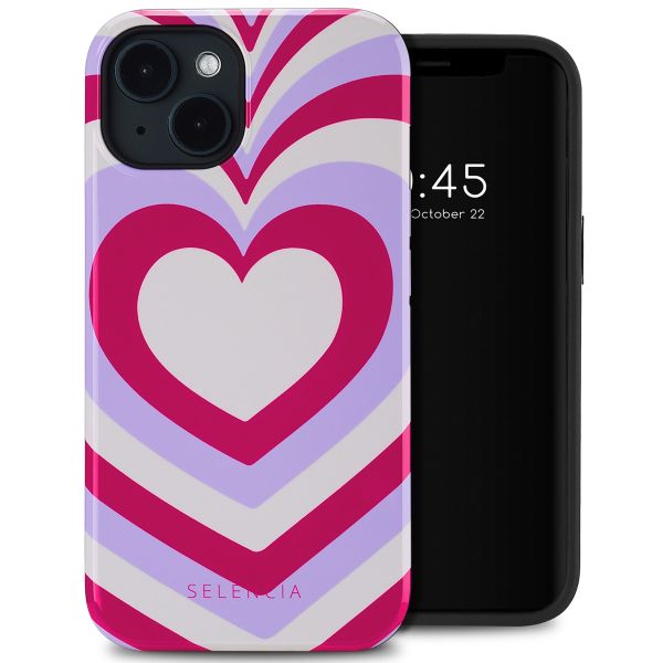 Selencia Vivid Tough Back Cover MagSafe für das iPhone 14 - Double Hearts Rubine Red Lilac