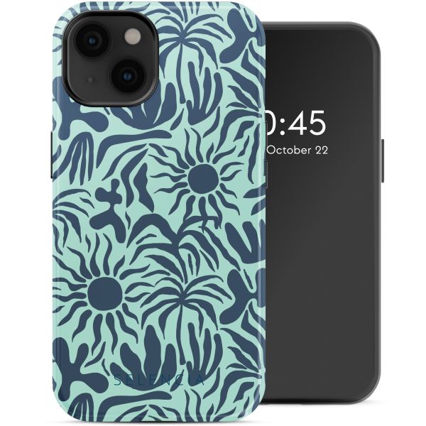 Selencia Vivid Tough Back Cover mit MagSafe für das iPhone 14 - Tropical Vibes Light Blue