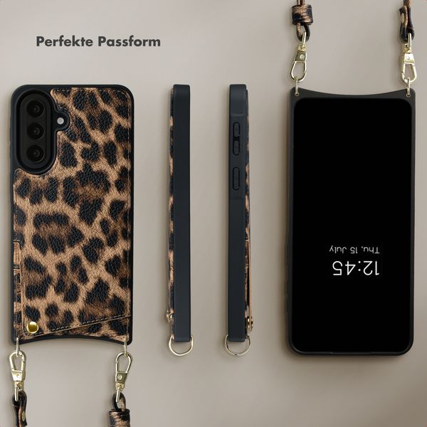 Selencia Nova HandyHülle mit Kordel und Kartenhalter Samsung Galaxy A57 (5G) - Leopard