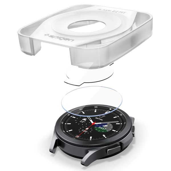 Spigen EZ FIT Glas.tR Displayschutzfolie mit Applikator für die Samsung Galaxy Watch 4 Classic - 42 mm - Transparent