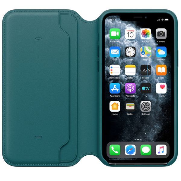 Apple Leather Folio Klapphülle Apple iPhone 11 Pro - Peacock